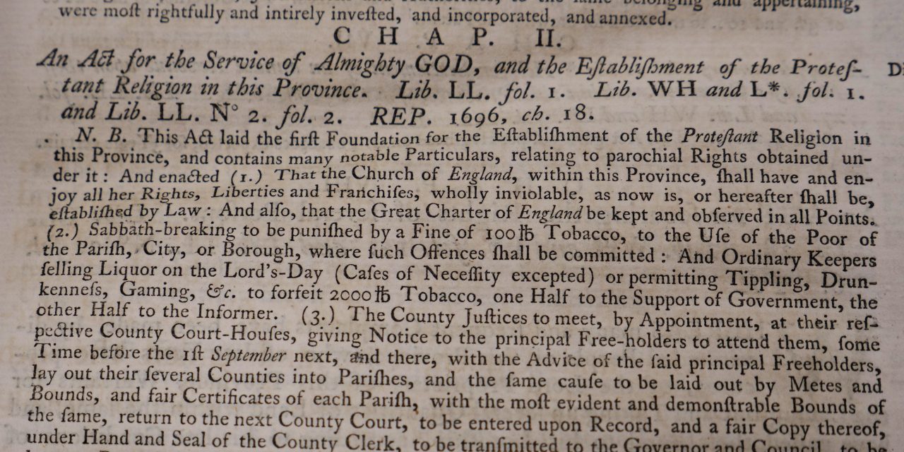 From the Archives Part II, Religious Toleration in Colonial Maryland